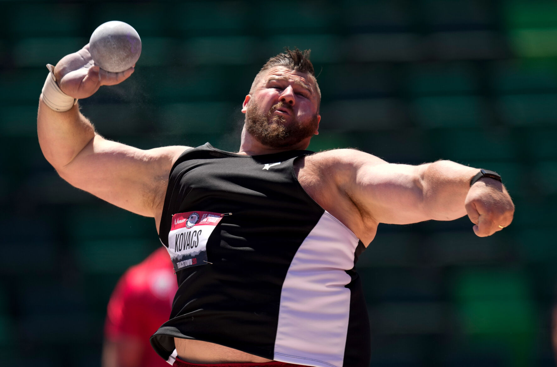 Joe Kovacs competes during the prelims of men's shot put